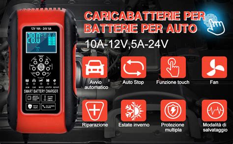 Caricabatteria per moto collegato a una batteria con pinze
