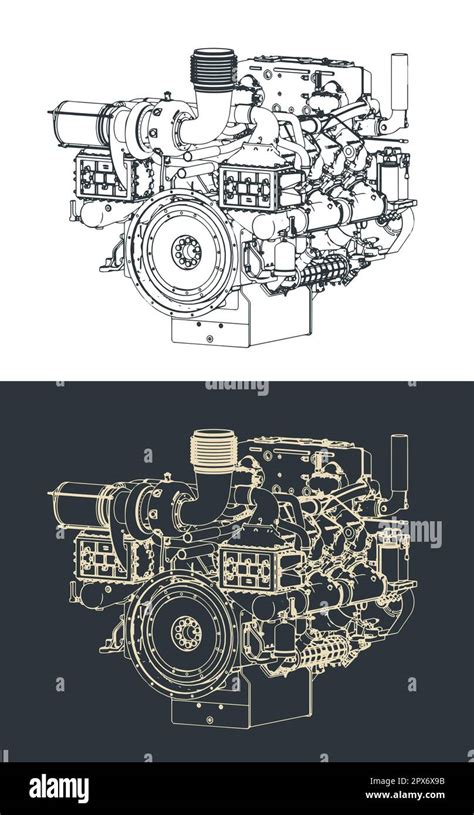 Motore diesel stilizzato con ingranaggi