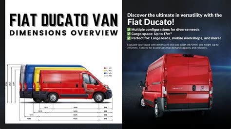 Diagram illustrating Fiat Ducato L1H1 dimensions (wheelbase, total length, cargo length, total height, cargo height)