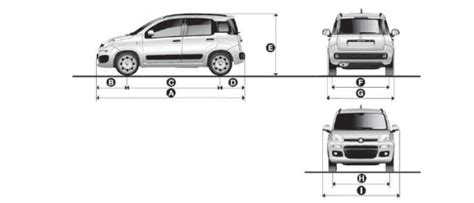 Schema delle dimensioni esterne della Fiat Panda 4x4