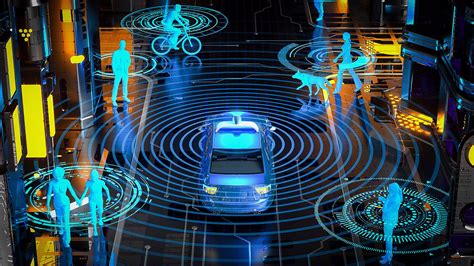Schema che illustra i diversi sensori di un'auto a guida autonoma (radar, lidar, telecamere, GPS)