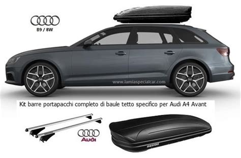Audi A4 Avant con barre portatutto e box tetto