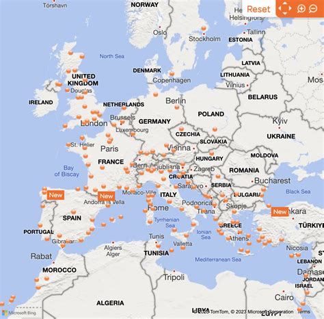 Mappa delle rotte di spedizione dei ricambi auto in Europa