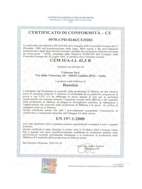 Esempio di Certificato di Conformità