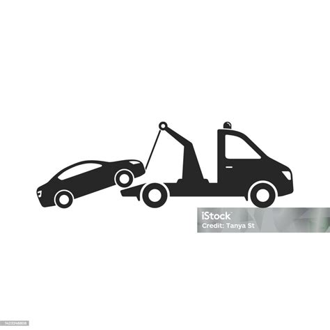 Illustrazione stilizzata di un carro attrezzi che assiste un'auto ferma sul ciglio della strada con un sole che tramonta sullo sfondo