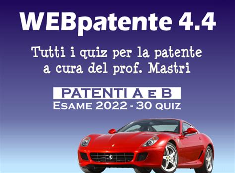 Interfaccia del software WEBpatente per quiz patente
