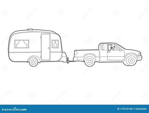Schema che illustra un'autovettura che traina una caravan