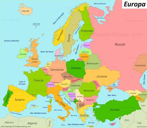 Mappa Europa aggiornata