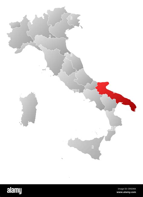 Mappa dell'Italia con evidenziata la regione Puglia