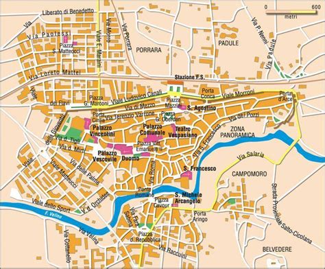 Mappa della città di Rieti con evidenziata la posizione di Largo Spadoni