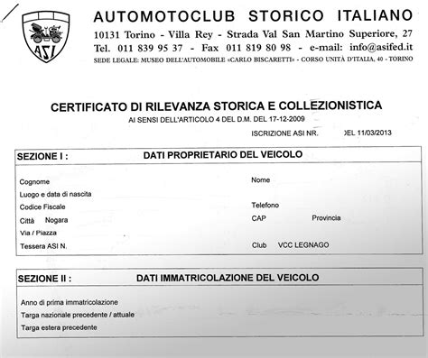 Un esempio di Certificato di Rilevanza Storica