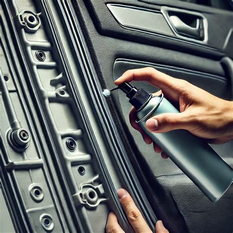 Tecnico che applica colla per guarnizioni su una porta dell'auto