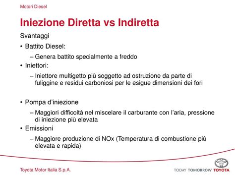 Diagramma comparativo iniezione indiretta vs iniezione diretta