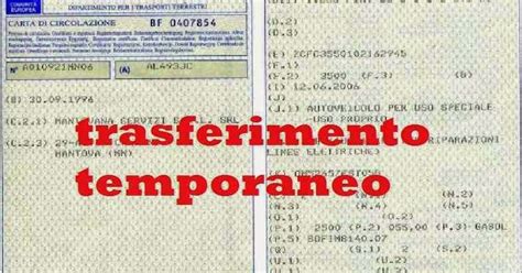 Tavola sinottica intestazione temporanea veicoli