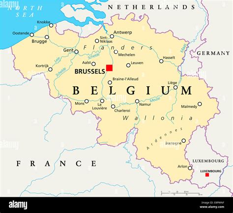 Mappa del Belgio con evidenziato Bruxelles