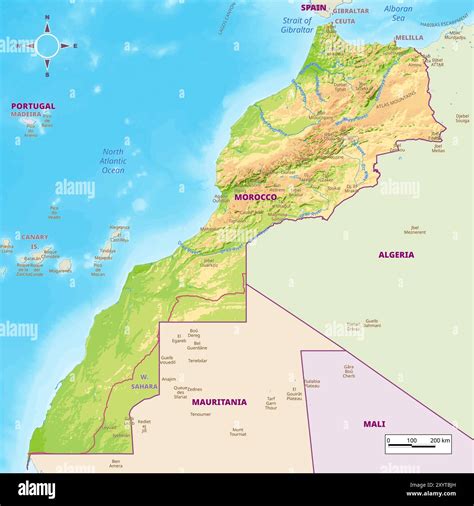 Mappa del Marocco con evidenziata Tangeri