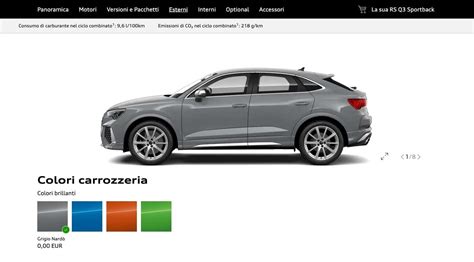 Interfaccia del configuratore Audi