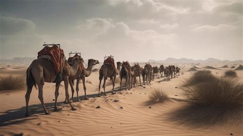 immagine di una carovana che attraversa il deserto in fila indiana