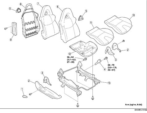 Diagramma esploso dei componenti di un sedile auto