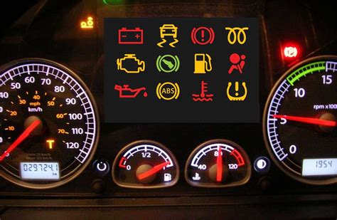 Cruscotto di un'auto con spie accese