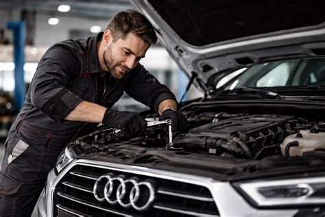 Meccanico Audi che lavora su Audi e-tron