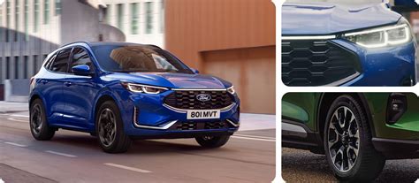 Veduta frontale dinamica della nuova Ford Kuga con illuminazione a LED