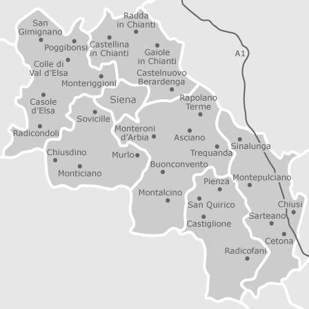 Mappa della provincia di Siena con indicazione della concessionaria