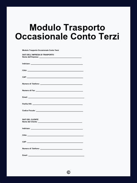 Diagramma dei requisiti per trasporto conto terzi
