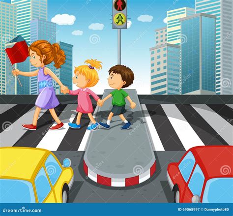 bambini che attraversano la strada