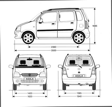 Schema dimensioni Opel Agila prima generazione