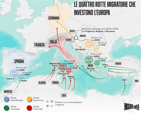 Mappa con le principali rotte di corriere nazionale