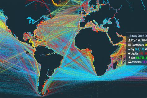 Mappa delle rotte navali globali con indicazione delle modifiche recenti