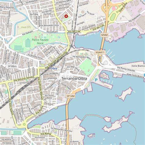 Mappa della zona industriale di Olbia con indicata Via Angola