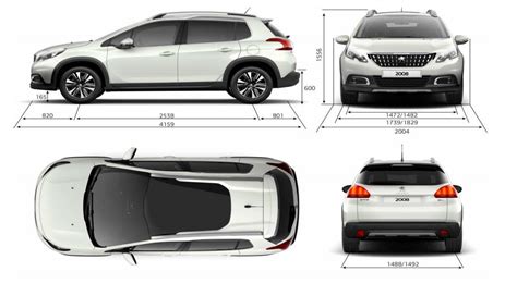 Schema dimensioni interne ed esterne Peugeot 2008