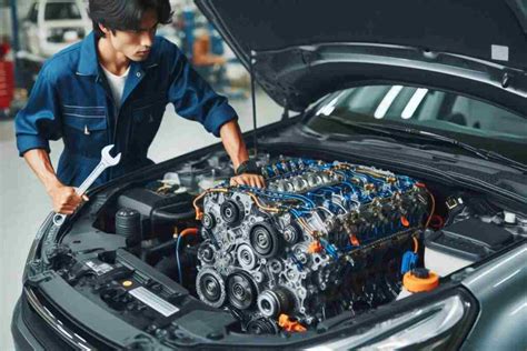 Tecnico che esegue una diagnosi sul motore di un'auto