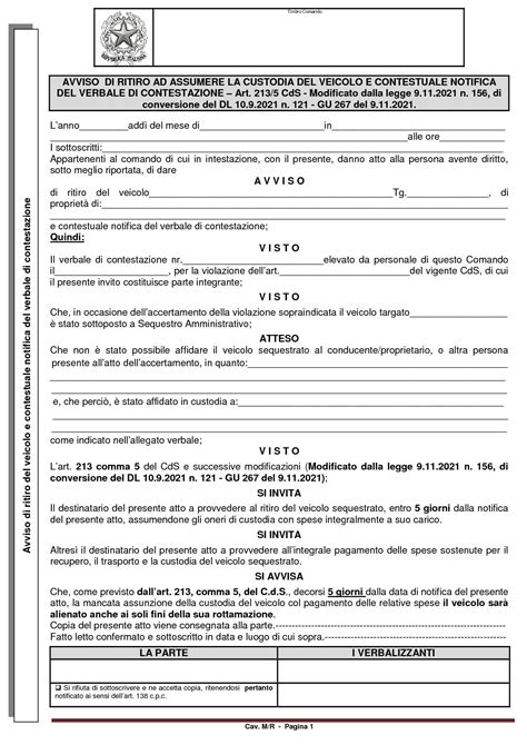 Costi di custodia e recupero veicolo