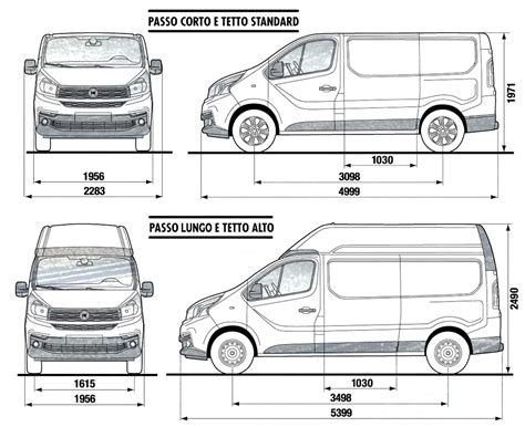 Schema tecnico delle dimensioni del Fiat Ducato