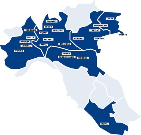 Mappa schematica delle sedi Autotorino in Emilia