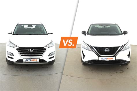 Frontale di una Hyundai Tucson e di una Nissan X-Trail affiancate