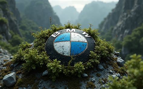 Logo BMW con sfondo paesaggio automobilistico