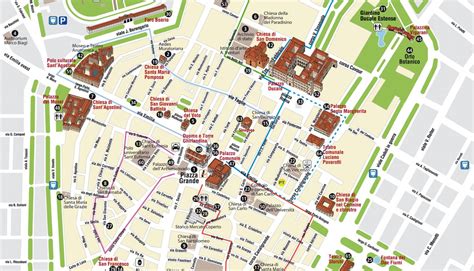 Mappa di Modena con evidenziata Via Emilia Ovest