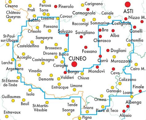 Mappa della provincia di Cuneo con icone di concessionari