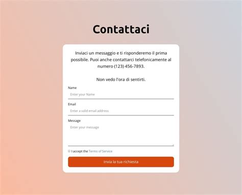 Sito web con modulo di contatto