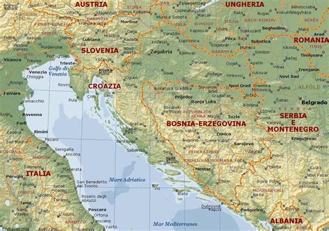 Mappa della Croazia e della Slovenia con punti salienti