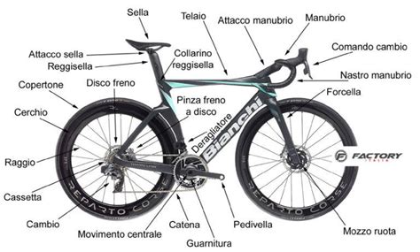 Schema di una bicicletta da corsa con evidenziata la pipa del manubrio