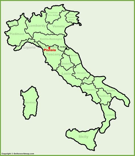 Map showing Pistoia, Italy