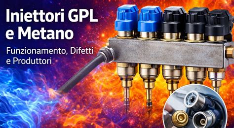 Immagine ravvicinata di iniettori GPL e loro componenti
