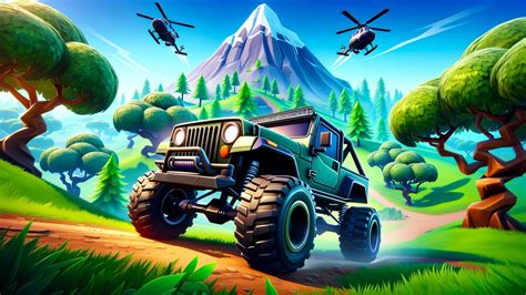 Fortnite vehicles driving on the island