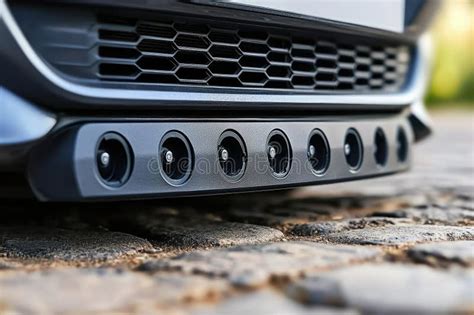 Close-up of a car's front bumper grille