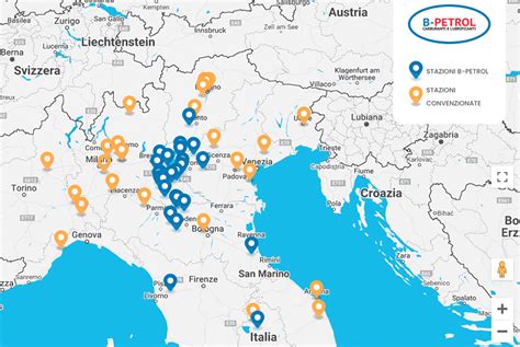 Mappa dell'Italia con punti che rappresentano stazioni di servizio multimarca